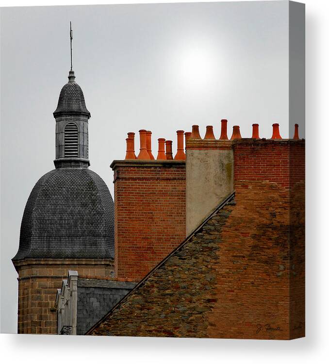 Rennes Canvas Print featuring the photograph Rennes Rooftops by Joe Bonita