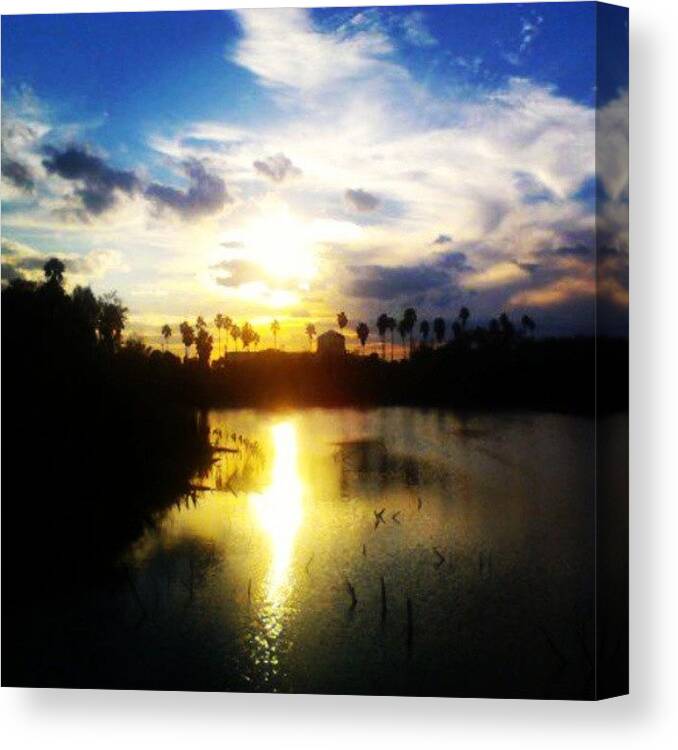 University Canvas Print featuring the photograph #resaca #sunset #campus #university by Ann Jacobo