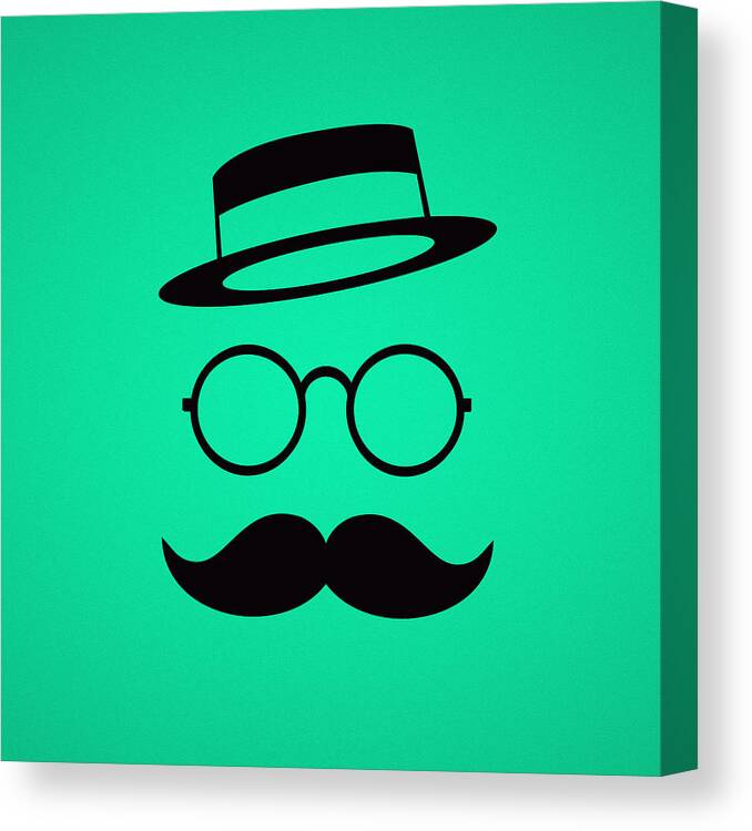 Les Claypool Canvas Print featuring the digital art Retro Minimal vintage face with Moustache and Glasses by Philipp Rietz