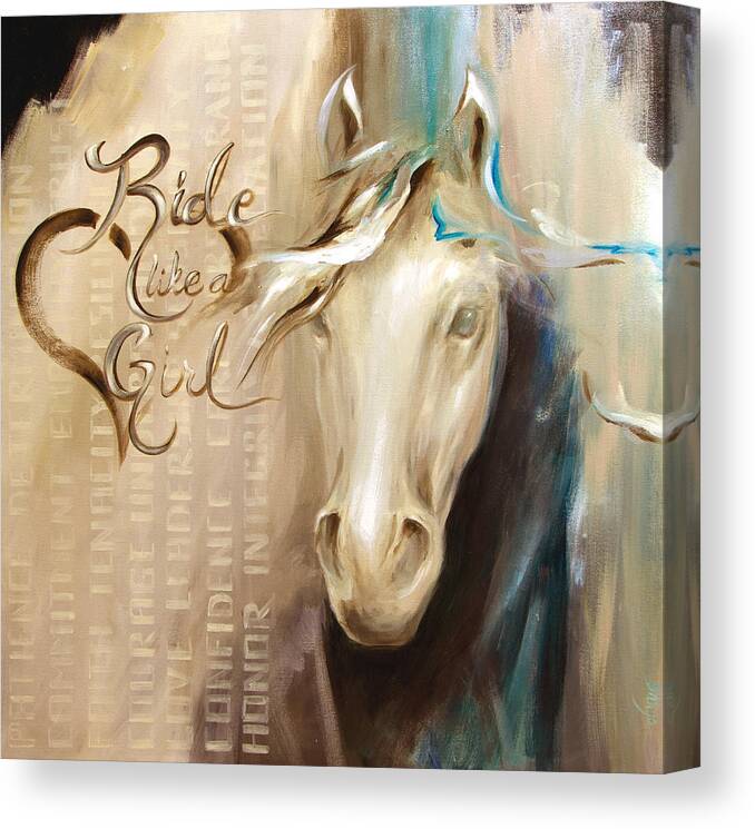Horse Canvas Print featuring the painting Ride Like A Girl by Dina Dargo