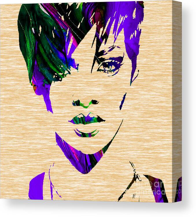 Rihanna Canvas Print featuring the mixed media Rihanna Collection by Marvin Blaine