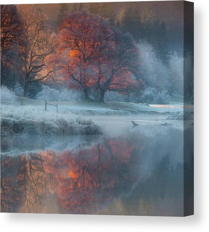 Winter Canvas Print featuring the photograph River Brathay by Wolfy