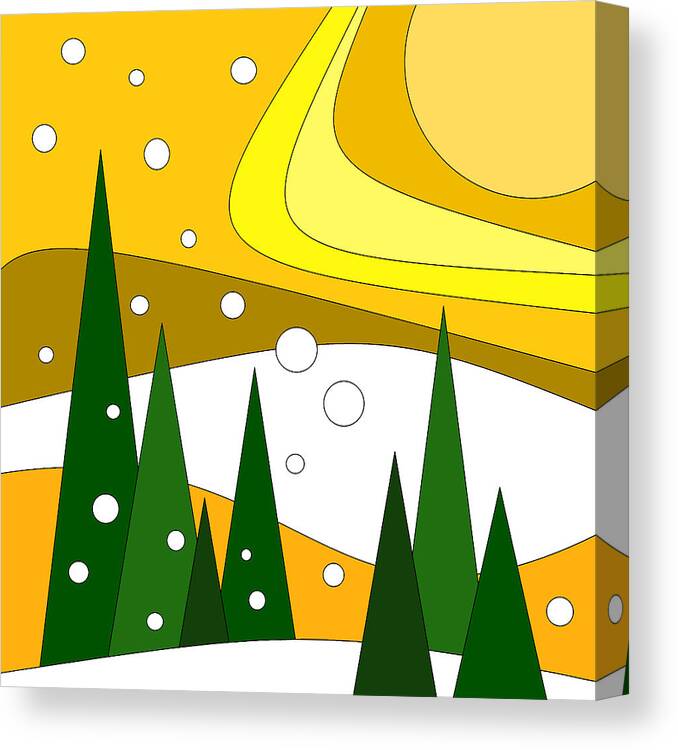 Road Trip Vi Canvas Print featuring the digital art Road Trip VI - Snow and Sun by Val Arie