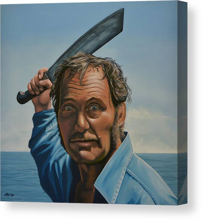 Robert Shaw Canvas Print featuring the painting Robert Shaw in Jaws by Paul Meijering