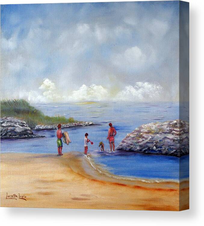 Rock Hall Canvas Print featuring the painting Rock Hall Beach by Loretta Luglio
