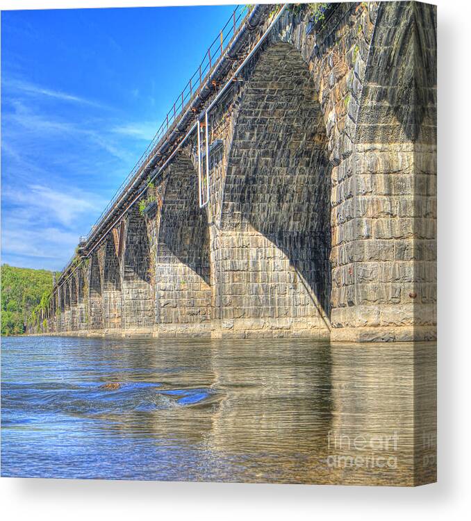 Harrisburg Canvas Print featuring the photograph Rockville Bridge by Geoff Crego