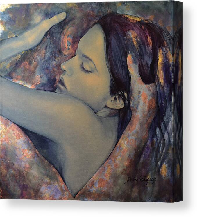 Fantasy Canvas Print featuring the painting Romance with a Chimera by Dorina Costras