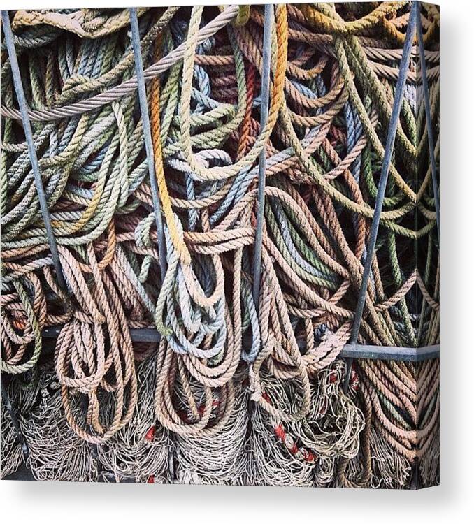 Nicsquirrell Canvas Print featuring the photograph Ropes #net #nicsquirrell #fishing by Nic Squirrell