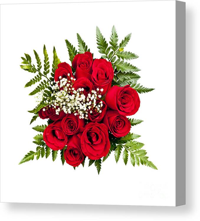 Roses Canvas Print featuring the photograph Rose bouquet from above by Elena Elisseeva