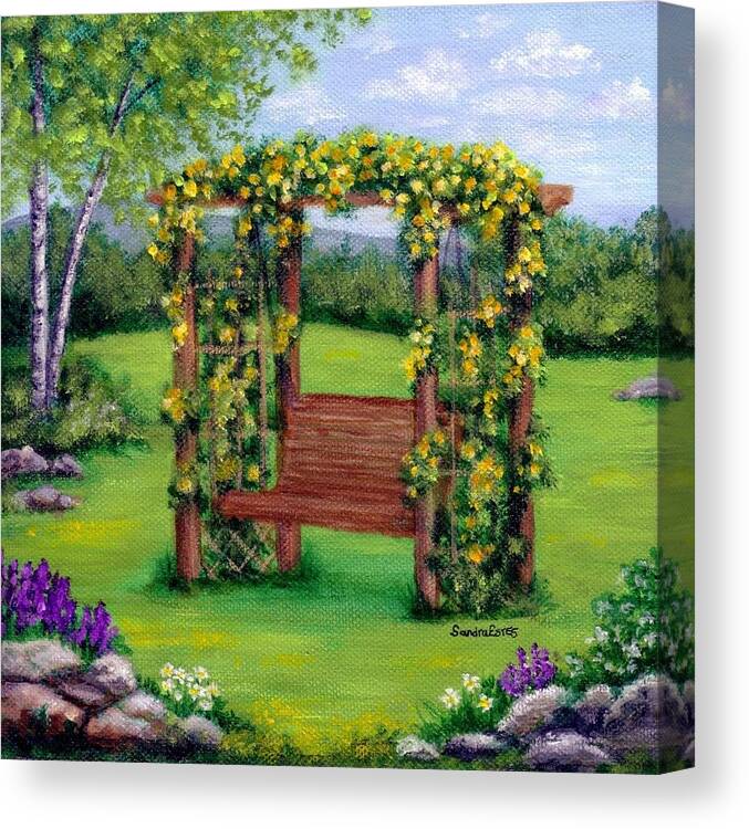 Roses Canvas Print featuring the painting Roses On The Arbor Swing by Sandra Estes