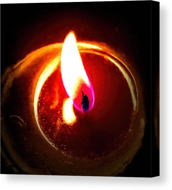 Candle Canvas Print featuring the photograph Rustic Red Candle Candlelit Flame by Tracie Schiebel