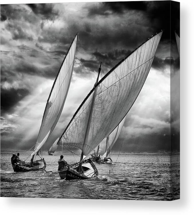 Action Canvas Print featuring the photograph Sailboats And Light by Angel Villalba