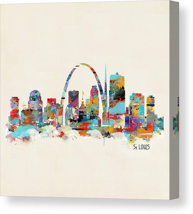 Saint Louis Missouri Canvas Print featuring the painting Saint Louis Missouri Skyline by Bri Buckley