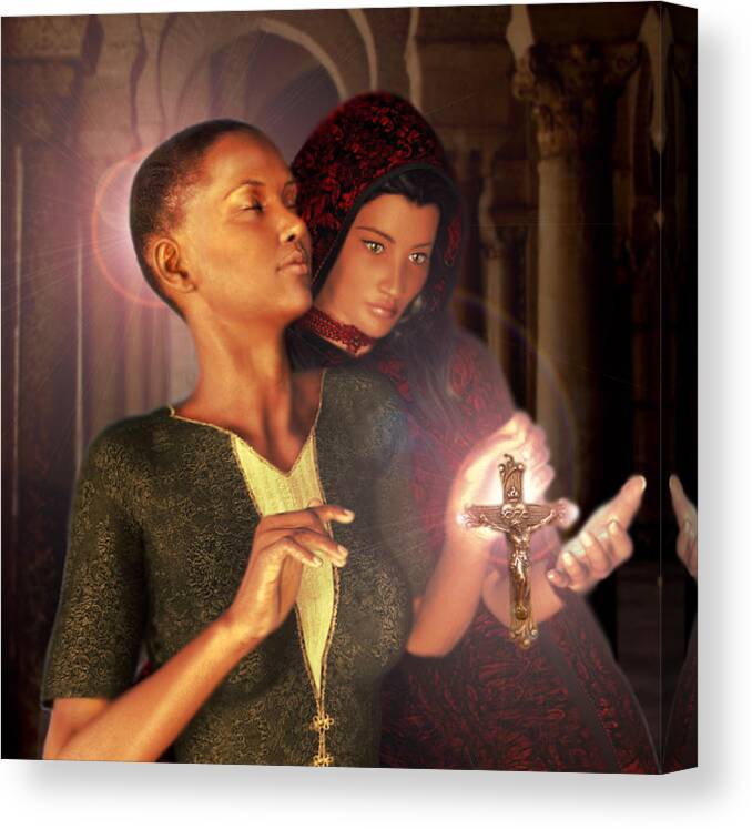 Saint Perpetua Canvas Print featuring the painting Saint Perpetua and Felicity by Suzanne Silvir