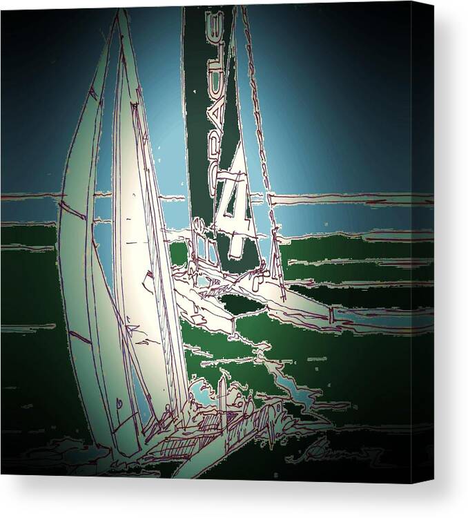 Sailing San Francisco Bay Oracle Races Canvas Print featuring the painting San Francisco Races by Andrew Drozdowicz