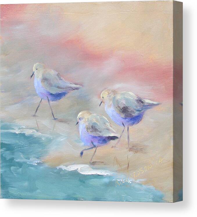 Sandpipers Canvas Print featuring the painting Sandpipers by Susan Richardson
