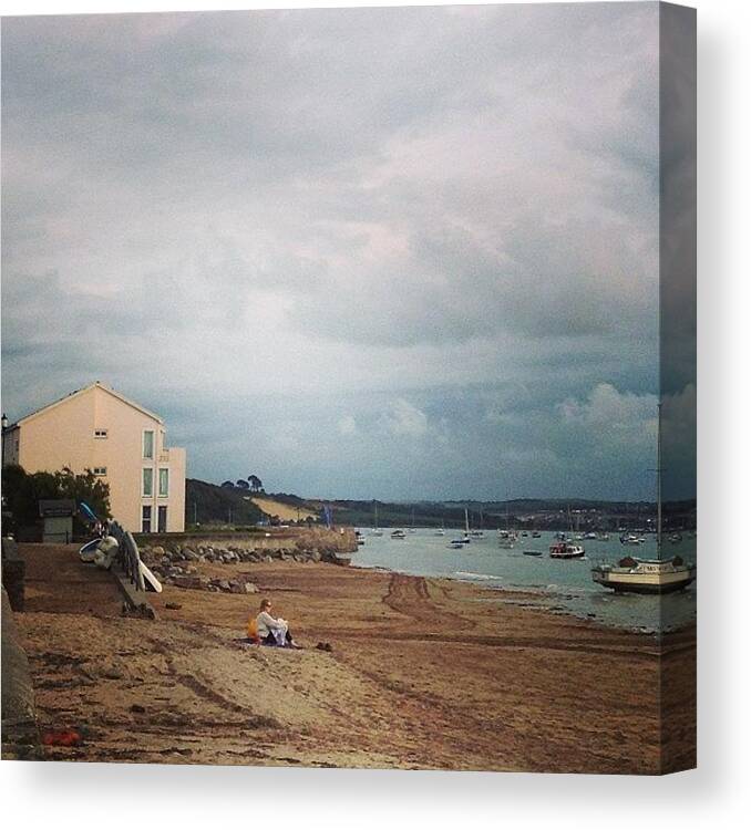  Canvas Print featuring the photograph Sandy Beach, Devon, Uk by Abigail Stafford