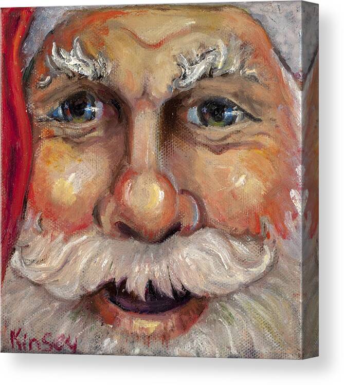 Santa Canvas Print featuring the painting Santa Closeup by Sheila Kinsey