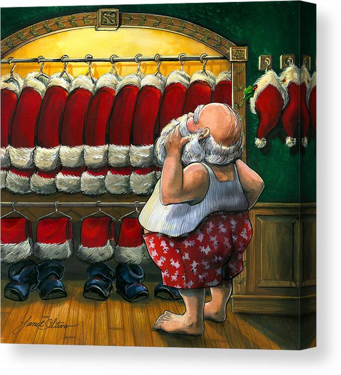 Janet Stever Canvas Print featuring the painting Santa's Closet by Janet Stever