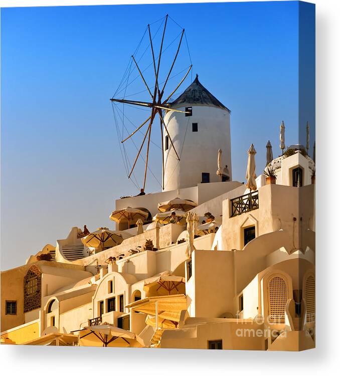 Santorini Canvas Print featuring the photograph Santorini Windmill 05 by Antony McAulay