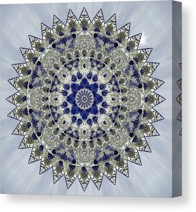 Mandala Canvas Print featuring the photograph Sapphire Mandala by Deborah Smith