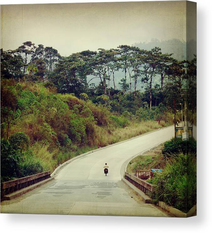 People Canvas Print featuring the photograph Scooter Driver by Julia Davila-lampe