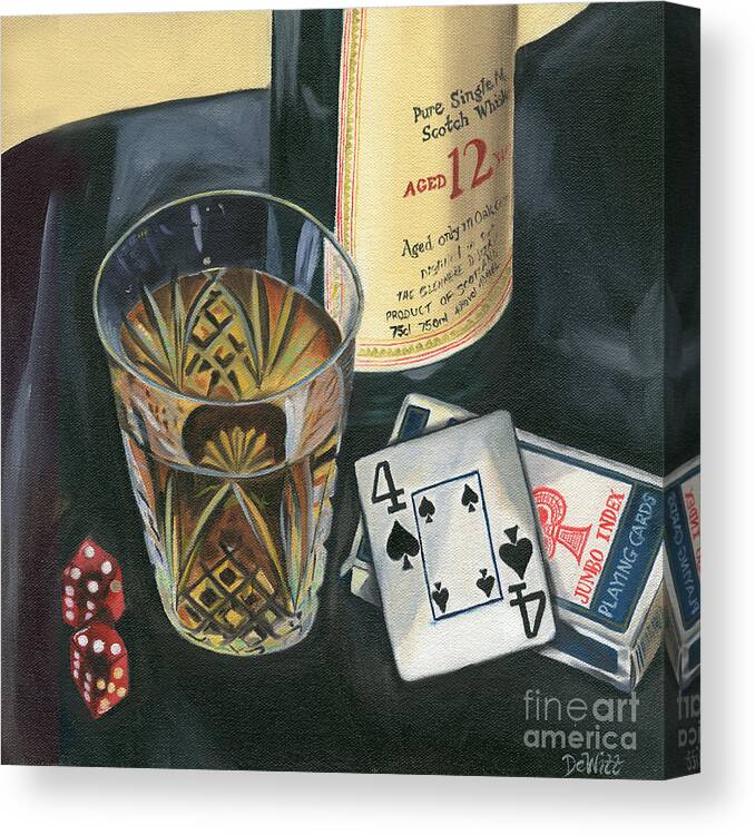 Scotch Canvas Print featuring the painting Scotch and Cigars 2 by Debbie DeWitt