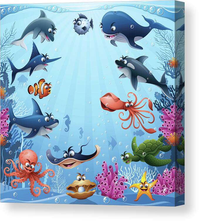 Sea Animals Canvas Print / Canvas Art by Alonzodesign 