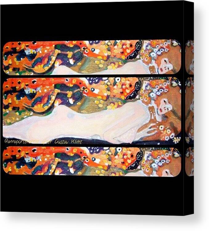 Art Canvas Print featuring the photograph Sea Serpent III Tryptic after Gustav Klimt by Anna Porter
