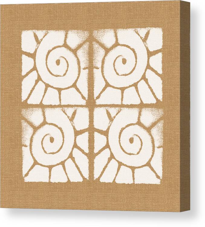 Abstract Pattern Canvas Print featuring the painting Seashell Tiles by Linda Woods