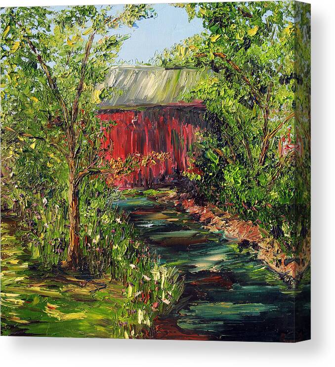 Landscape Canvas Print featuring the painting Season of Singing by Meaghan Troup