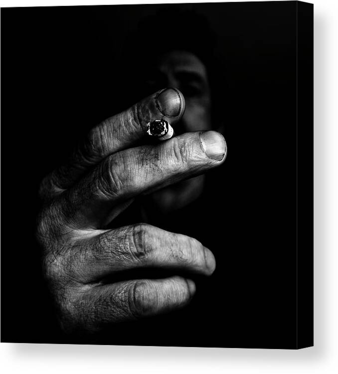 Smoking Canvas Print featuring the photograph Self Smoking by Miguel Angel Samos Lucena