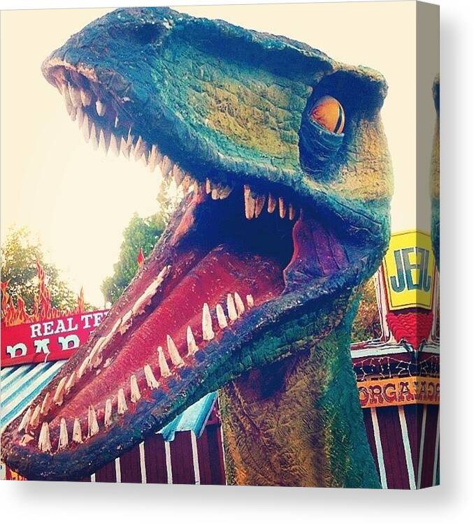 Art Canvas Print featuring the photograph Selfie ! #selfie #raptor #dinosaur by Chase Alexander