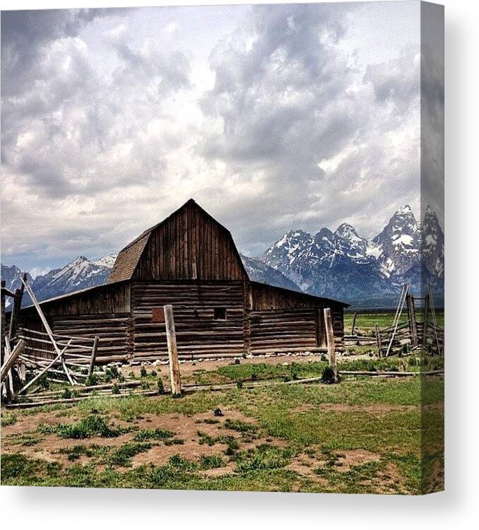 Beautiful Canvas Print featuring the photograph Set Against The Backdrop Of The #tetons by Mindful Adventure