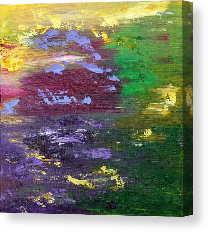 Colorful Abstract Canvas Print featuring the painting Shadows On The Water by Donna Blackhall