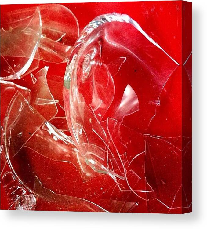 Shard Canvas Print featuring the photograph Shards of a broken glass by Matthias Hauser