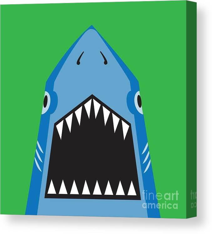 Big Canvas Print featuring the digital art Shark Illustration T-shirt Graphics by Syquallo