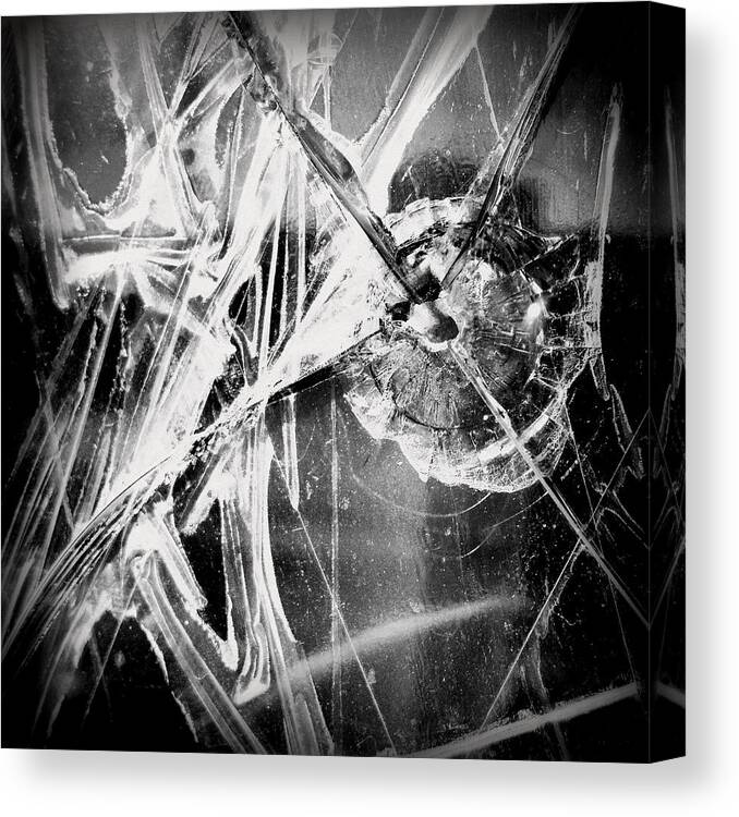 Skompski Canvas Print featuring the photograph Shatter - Black and White by Joseph Skompski