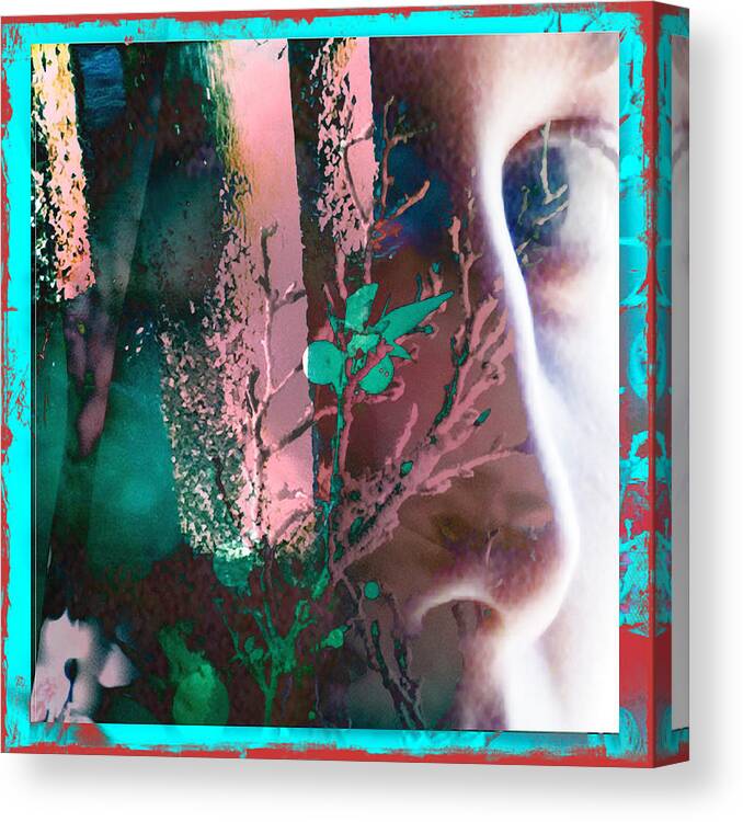 Woman Canvas Print featuring the mixed media She Dreams of Barnacles and Branches by Ann Tracy
