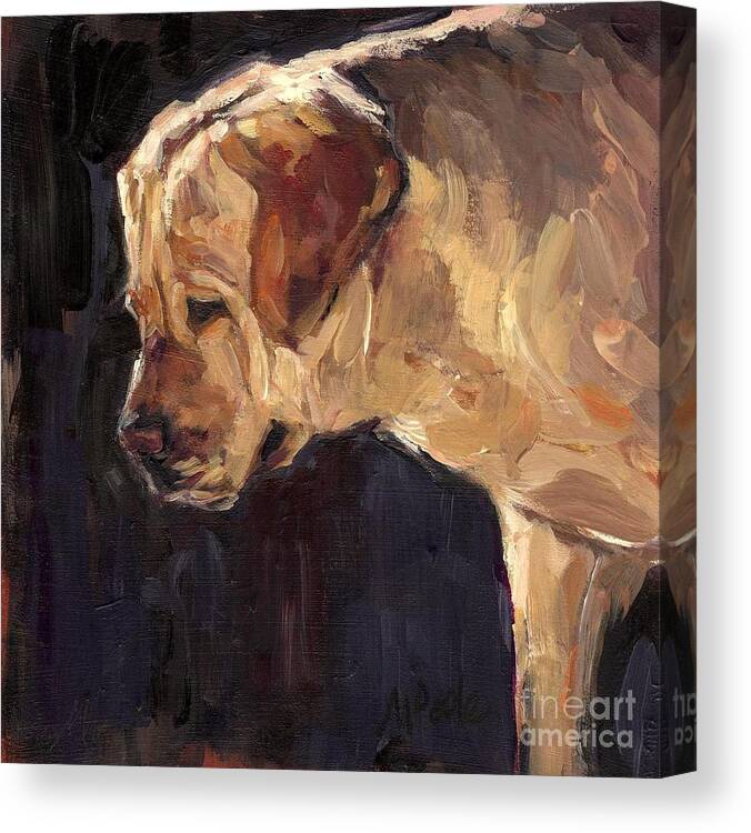 Yellow Labrador Retriever Canvas Print featuring the painting She is a Looker by Molly Poole