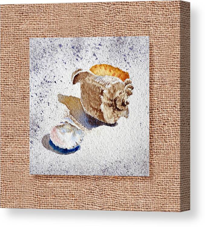 Seashell Canvas Print featuring the painting She Sells Sea Shells Decorative Collage by Irina Sztukowski