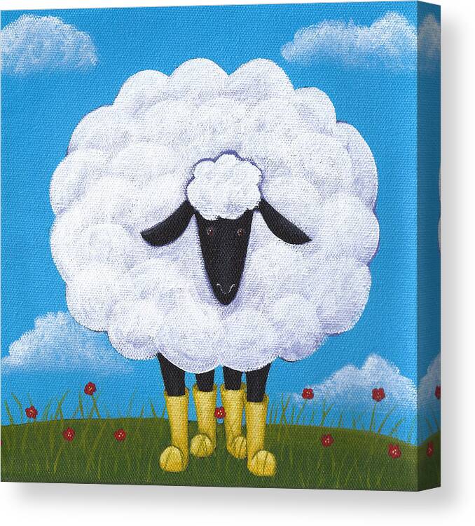 Sheep Canvas Print featuring the painting Sheep Nursery Art by Christy Beckwith
