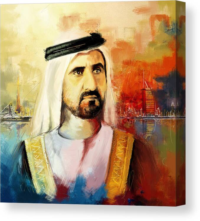 Sheik Mohammed Bin Rashid Al Maktoum Canvas Print featuring the painting Sheikh Mohammed bin Rashid Al Maktoum by Corporate Art Task Force
