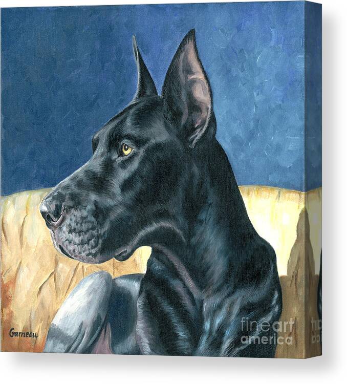 Great Dane Canvas Print featuring the painting Sheitan by Catherine Garneau