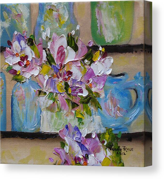 Flowers Canvas Print featuring the painting Shelf Life by Judith Rhue