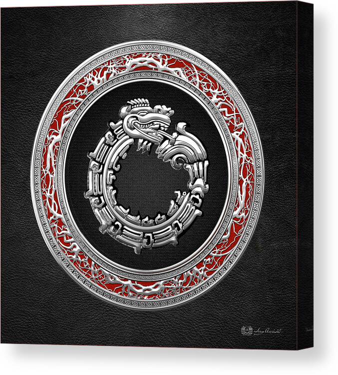 'treasure Trove' By Serge Averbukh Canvas Print featuring the digital art Silver Serpent God Quetzalcoatl by Serge Averbukh