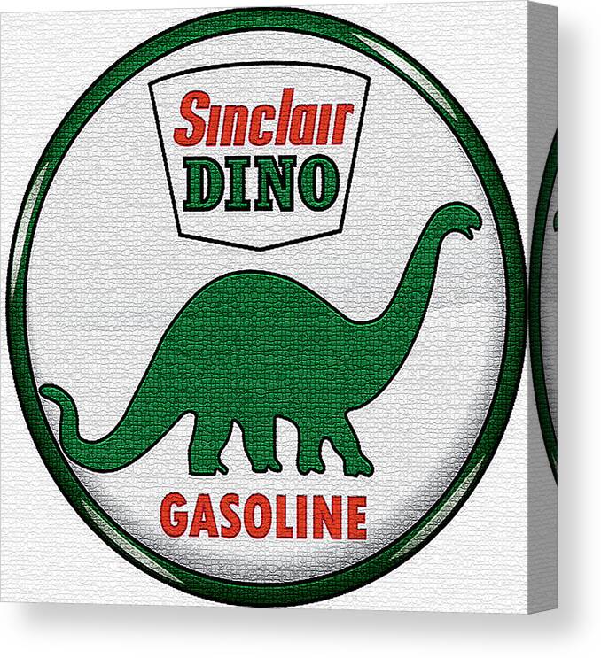 Sinclair Dino Gasoline Sign Canvas Print featuring the digital art Sinclair Dino Gasoline Sign by Marvin Blaine