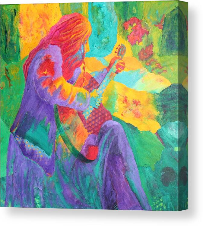 People Canvas Print featuring the painting Sit'n and Pick'n by Nancy Jolley
