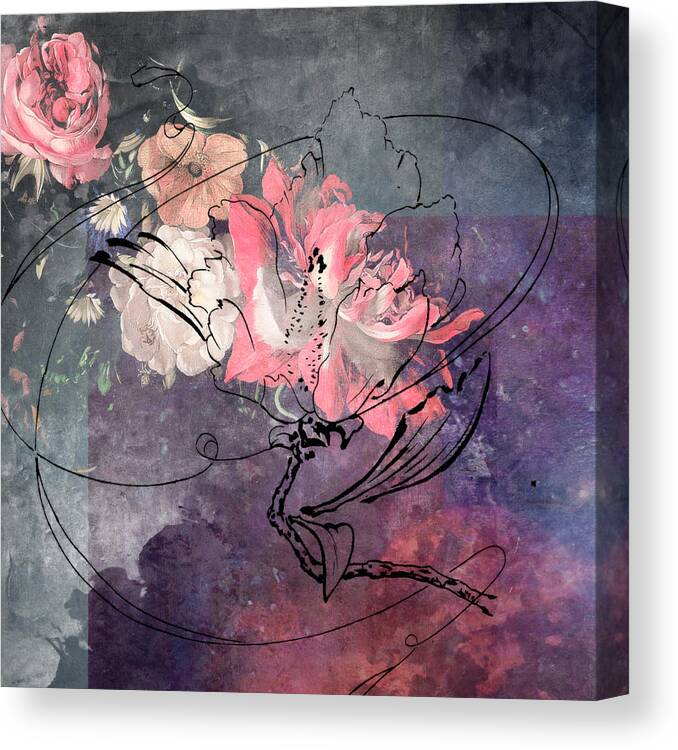 Flowers Canvas Print featuring the painting Sketchflowers - Peony by MGL Meiklejohn Graphics Licensing