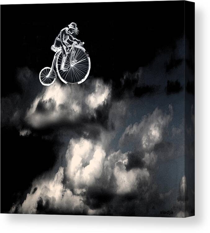 Black And White Canvas Print featuring the digital art Sky is a limit by Sladjana Lazarevic